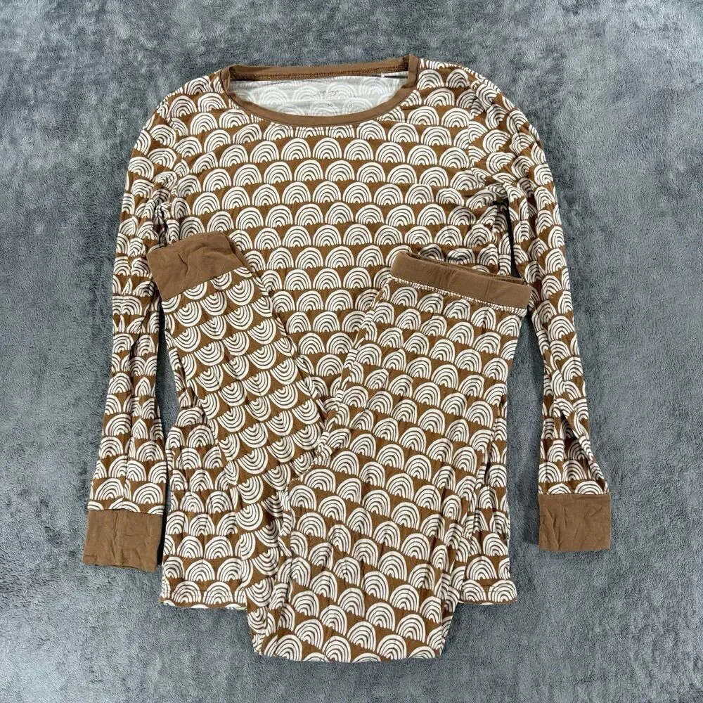 Kids Little Sleepies Rust Rainbows Two Piece Bamboo Pajamas Size 16
